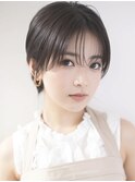 上品な抜け感を演出する大人の韓国風ショート/前髪カット