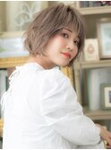 韓国風ショコラアッシュ小顔くせ毛ショートh3川口20代30代40代