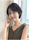 「岩田莉奈」地毛風縮毛矯正 ひし形ショートボブ 白髪染め 新宿