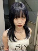 ネイビー×ハッシュカット
