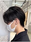 メンズセンターパート七三分けパートニュアンスパーマ刈り上げ