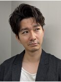 【竹嶌】30代40代大人男子ショートセンターパート毛流れパーマ