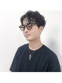 メンズセンターパート×パーマ