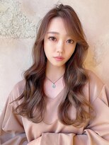 ロンドローズ 名古屋(Lond damaskRose)&nbsp;チョコレート 切りっぱなし イヤリングカラー 韓国ヘア 顔周り