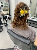 ゆる編み込みハーフアップ
