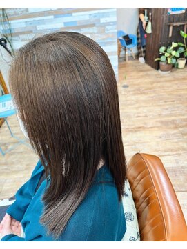 ハウオリ ヘアーワークス(Hauoli hair works) 上品ハイライト×ホイルレス×カーキブルー×トリプルケアTR