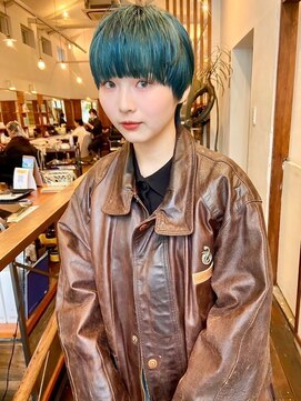 モク 大阪梅田店(MOK) 【2ブリーチカラー】ブルーグリーン
