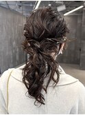 金箔/ヘアアレンジ/ローポニーテール/レイヤー/海外風/結婚式