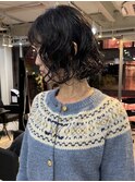 △大人可愛い癖毛風ボブパーマミディアムパーマゆるふわパーマ