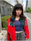 キュートなカジュアルモードロング×シアングラデーション