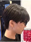 韓国マッシュフェザーパーマニュアンスパーマセンターパート黒髪