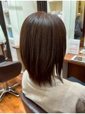 20代30代40代大人可愛い耳かけナチュラルアッシュストレートロブ
