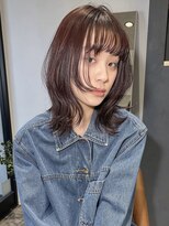 ラミエバイメルト 下北沢(lamie by melt)&nbsp;ブリーチなしカラーボルドーレッドブラウンレイヤーボブ顔周り