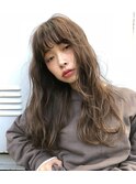 透明感☆くせ毛風ロング/カーキグレージュ