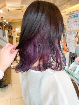 ネオリーブアイム 横浜西口店(Neolive aim) インナーカラー カシスパープル 【横浜】