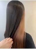 クリアオレンジインナーカラー/髪質改善/サラつやロング/美髪