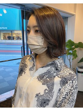ヘアーサロン アウラ(hair salon aura) 【aura】外ハネボブ/顔まわりレイヤー/モーブグレージュ