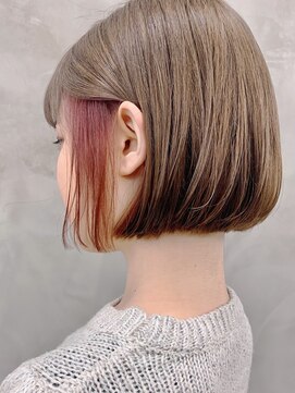 スー 渋谷(suu) ハイトーンインナーカラーピンクベージュフェイスフレーミング