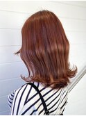 切りっぱなし ミディアムスタイルにオレンジブラウン♪