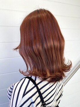 エルベ  茨大前店(elve) 切りっぱなし ミディアムスタイルにオレンジブラウン♪
