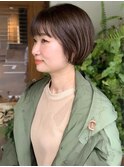 大人ショートボブ アッシュ 透明感カラー 20代30代 艶感