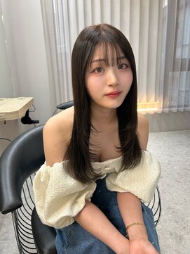 ボタン テンジン(VOTAN tenjin) 【きくしらくと】ベージュカラー×レイヤーロング×ぱっつん前髪