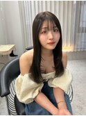 【きくしらくと】ベージュカラー×レイヤーロング×ぱっつん前髪