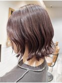 ダブルカラーピンクベージュベージュカラーケアブリーチミニボブ