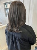 福山美容室caary オリーブベージュ透明感レイヤーミディアム40代