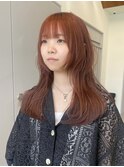 オレンジカラー/ブラウンカラー/レイヤーカット/ハッシュカット