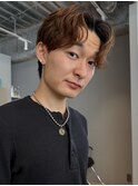 メンズカットカラーパーマニュアンス束感フェザーセンターパート