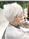 ★前下がりハンサムショートボブパーマ30代40代50代白髪ぼかし