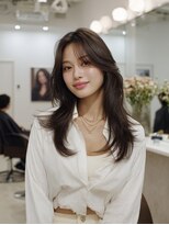 ラファンジュ ヘアー(Rohange hair)&nbsp;グレージュブラウン/韓国巻き/顔周りカット/レイヤーカット