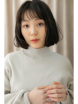 カバーヘア イヴ 戸頭店(COVER HAIR EVE) シースルーバングアッシュブラック大人ボブZ戸頭20代30代40代
