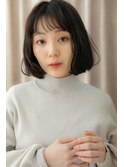 シースルーバングアッシュブラック大人ボブZ戸頭20代30代40代