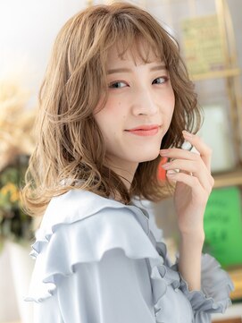 カバーヘア ブリス 川口(COVER HAIR bliss) 前髪パーマミルクティーアッシュくびれミディa川口20代30代40代