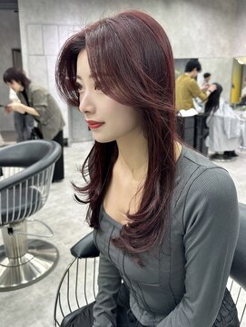 シティ(CITY) レッドブラウン レイヤーカット カーテンバング