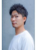 メンズカット黒髪ふんわりソフトモヒカン清潔感オフィススタイル