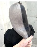 ラニヘアサロン(lani hair salon)&nbsp;ホワイトシルバー×ブラック/ハイトーン【大名/天神】