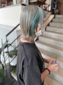 if ホワイトベージュ/ミントグリーン/インナーカラー