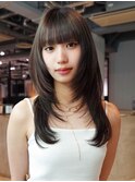 ロング前髪カット韓国ヘア顔周りレイヤー_ba562442