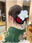 胡蝶蘭アクセの和装ヘア【河内花園駅】