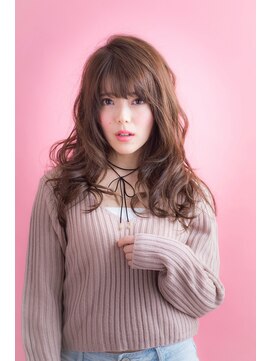 エルデ ナインズ ヘアー スタンド 川口店(elde 9's HAIR STAND) 83モーブカラー&セミウェットなワイドバングなくびれミディ 川口