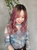 テトヘアー(teto hair) ピンク　グラデーション　ピンクシャンプー　黒髪ピンク