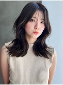 黒髪シースルーバング×女っぽくびれヘア