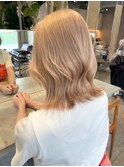 ミルクティーベージュハイトーンカラーブリーチありダブルカラー