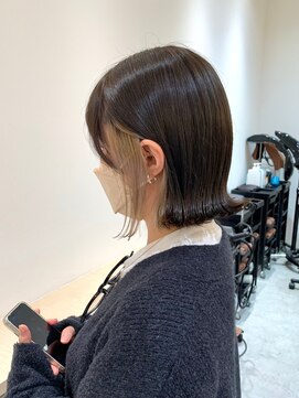 セイドット リー(Say. Ree) Say.外ハネボブくびれボブインナーカラーアッシュブラックグレー