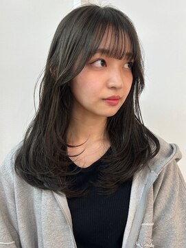 パーク 福岡天神西通り店(parc) ブルーブラック 顔周り ウルフレイヤーカット くびれヘア 美髪