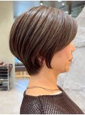 青山白髪ぼかしハンサムショートカットアッシュブラウン30代40代