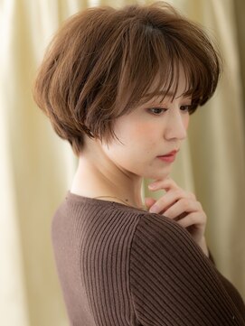 カバーヘア ブリス 川口(COVER HAIR bliss) ミルクティーベージュブリーチなしひし形ショートボブ30代40代X